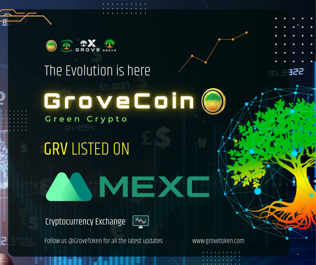 GroveToken's tweet photo. The evolution is here! 

GroveCoin will be listed on @MEXC_Global today, January 16th at 2pm UTC!

#GroveCoin #GroveGreenArmy #GroveSwap #GroveBlockchain #MEXCListing #MEXCGlobal https://t.co/rCdLSWaH2R
