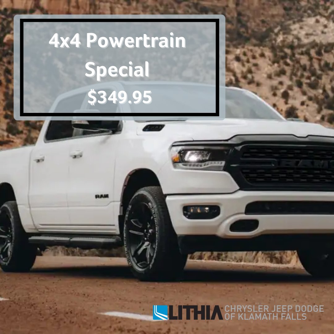 Lithia_KFalls's tweet photo. Take care of your 4x4 with our powertrain special 🔧😁
Click this link to grab your coupon, https://t.co/YJVIhBYY4J
#Klamathfallscjd #Chrysler #Jeep #Dodge #4x4 https://t.co/3ACQykrHjA