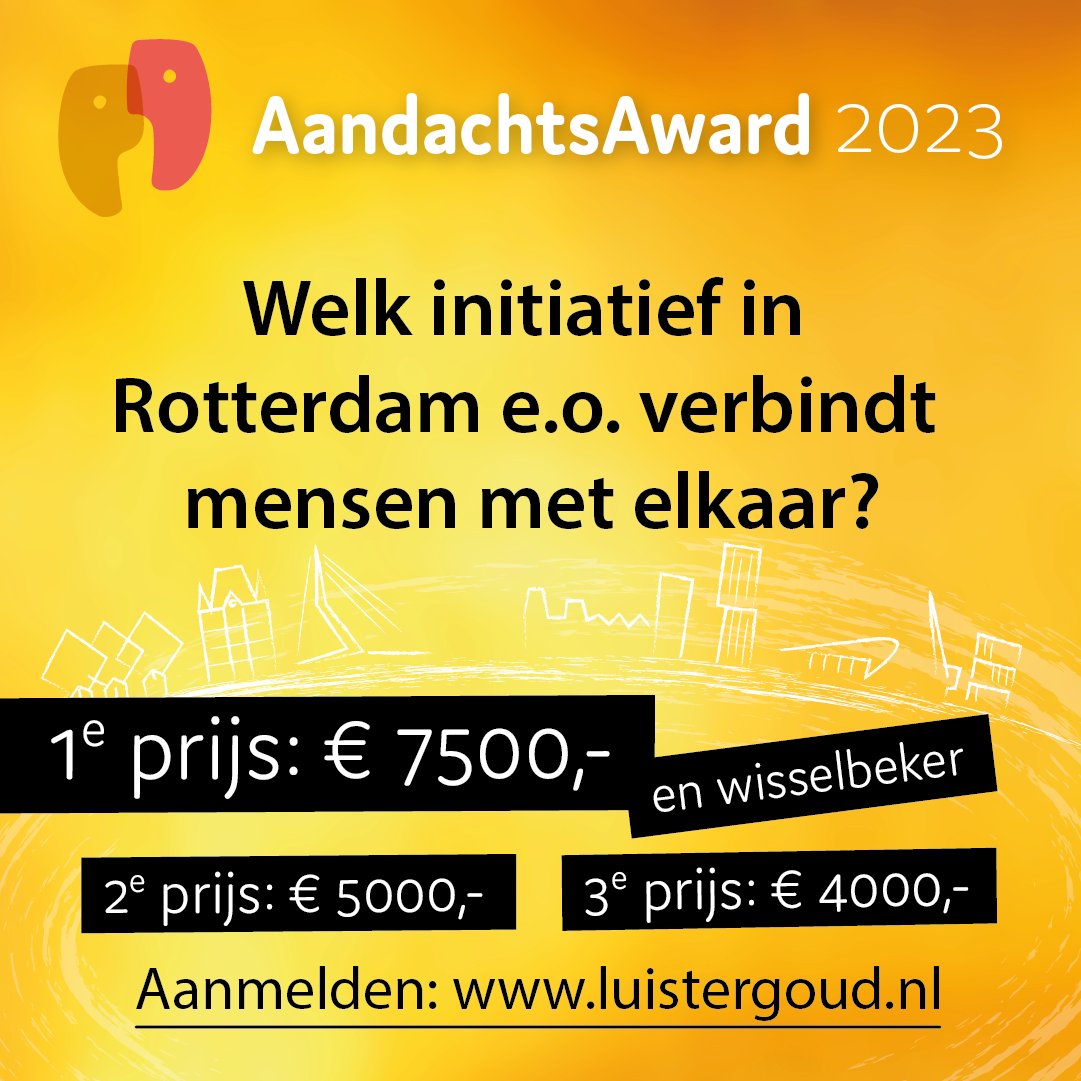 luistergoud's tweet photo. Goed nieuws: Je kunt het sociale initiatief van jouw keuze weer aanmelden voor de AandachtsAward 2023! Dat kan tot 15 augustus via dit inschrijfformulier: https://t.co/FOmaiAptul https://t.co/Dwb8oquCMu