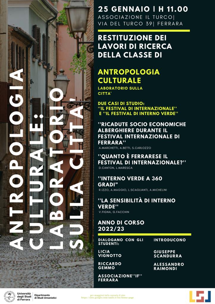 LSU_Ferrara's tweet photo. 🗓️ Nuovi eventi in arrivo!

23, 25, 26 GENNAIO 

Vi aspettiamo numerosi!

#unife #università #ferrara #lsu #laboratoriostudiurbani #antropologia #antropologiavisuale #antropologiaculturale #antropologiaurbana

Interno verde
Internazionale
Cds Cultura https://t.co/CsatL4GvU7