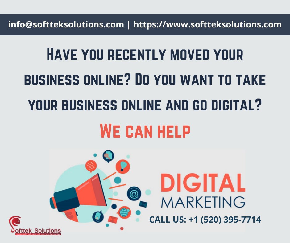 SofttekSolutio1's tweet photo. Have you recently moved your business online and need help with online marketing?
Contact us: 520-395-7714
#digitalmarketing #linkedin #socialmedia #linkedinmarketing #marketing #digitalmarketingservices #smallbusiness #SofttekSolutions https://t.co/i4Jn7HgVd1