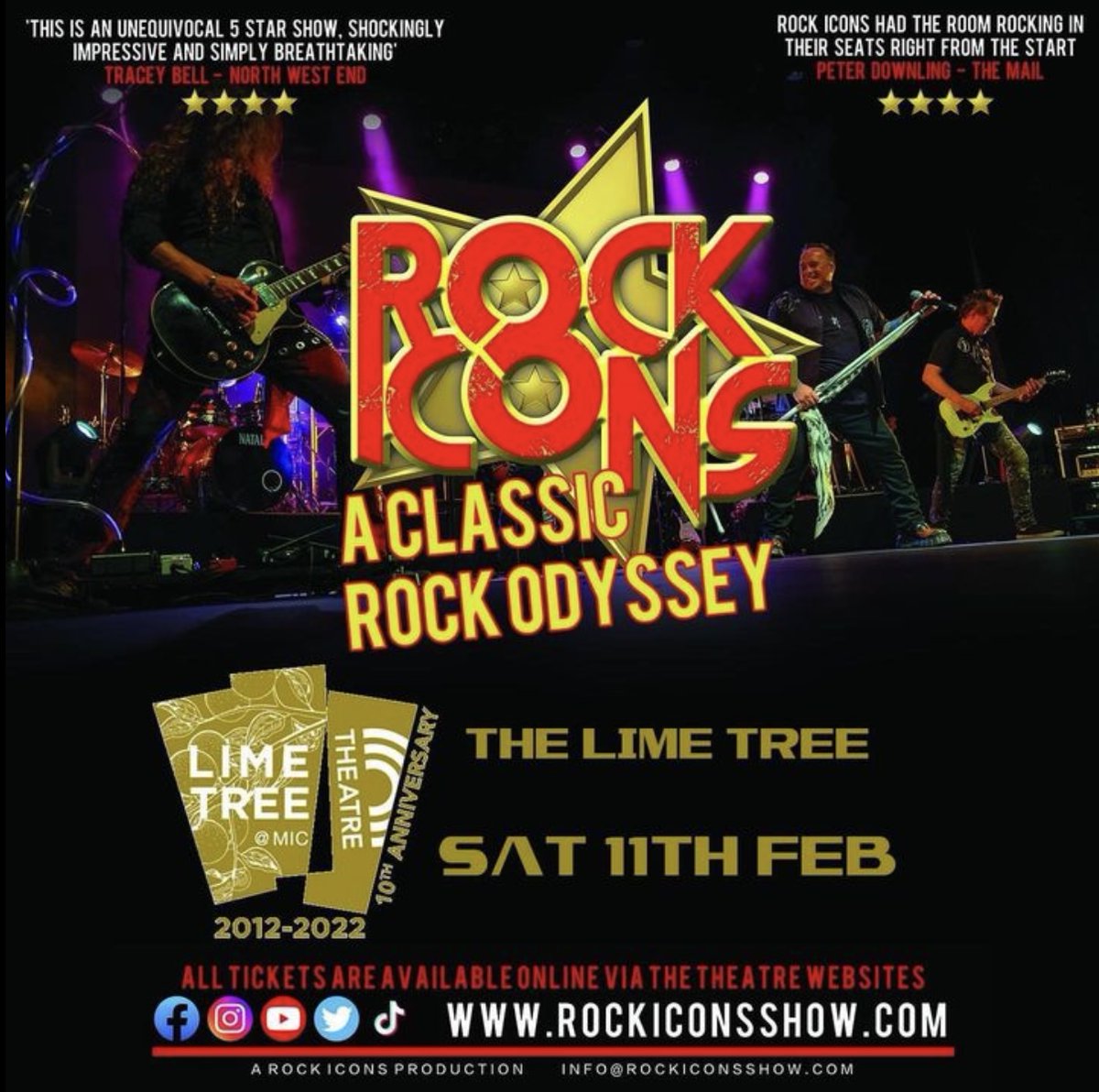 LimeTreeTheatre's tweet photo. #RockIconsShow returns to #LimeTreeTheatre on Sat 11 Feb with their Classic Rock Odyssey.
 
This energetic rockin’ live touring show takes you on a journey through the eras of some of the World's Greatest #ClassicRock bands and albums.

🎟https://t.co/3I7w7TVd6e

#Music #Limerick https://t.co/V5TxiGj4Fr