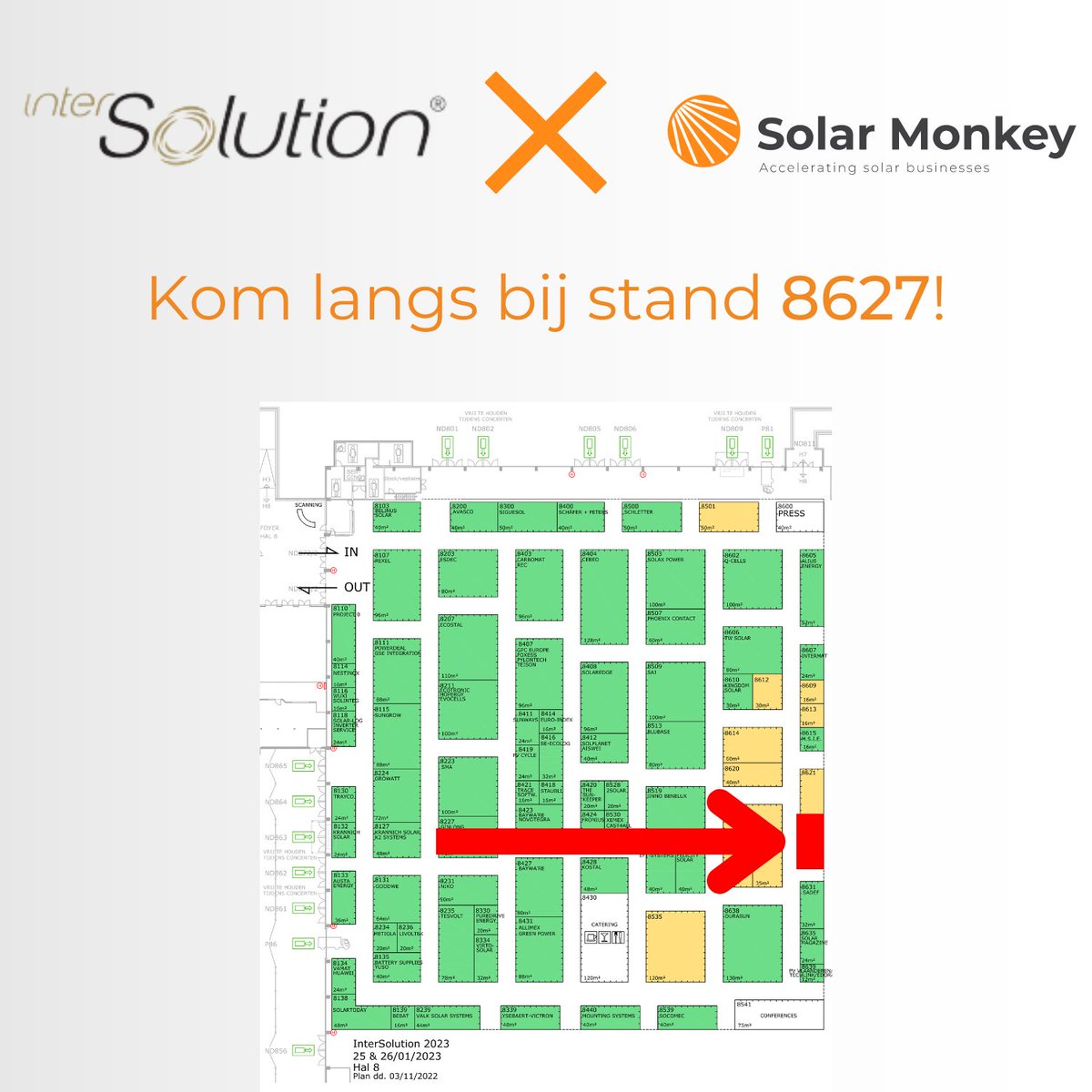 ☀️Van woensdag 25 januari tot en met donderdag 26 januari neemt Solar Monkey deel aan #InterSolution 2023.

🤝Bezoek ons ​​op stand 8627 voor een introductie tot onze software!

🆓Vraag je gratis ticket aan via onze persoonlijke code SE10067283.
ow.ly/qiCX50Mh5xI