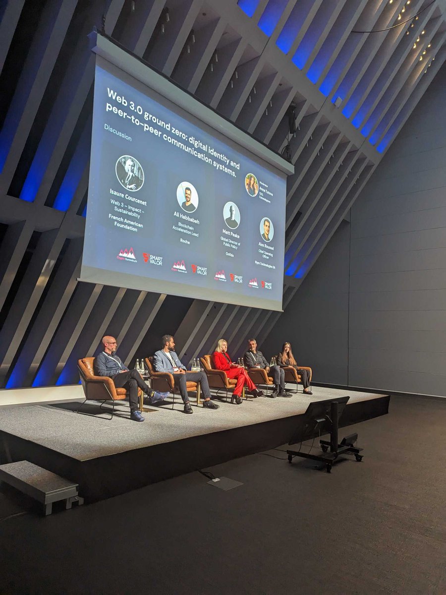 smartvalorinc's tweet photo. “The great thing about #web3 is that all possibilities are available.”
Isaure Courcenet, Ali Habbabeh @Roche, Matte Peake @Onfido, Alex Roussel @nymproject moderated by Anna Tutova @Coinstelegram1.

#cryptosummit #cryptosummit2023 https://t.co/TfUOcSIHJS