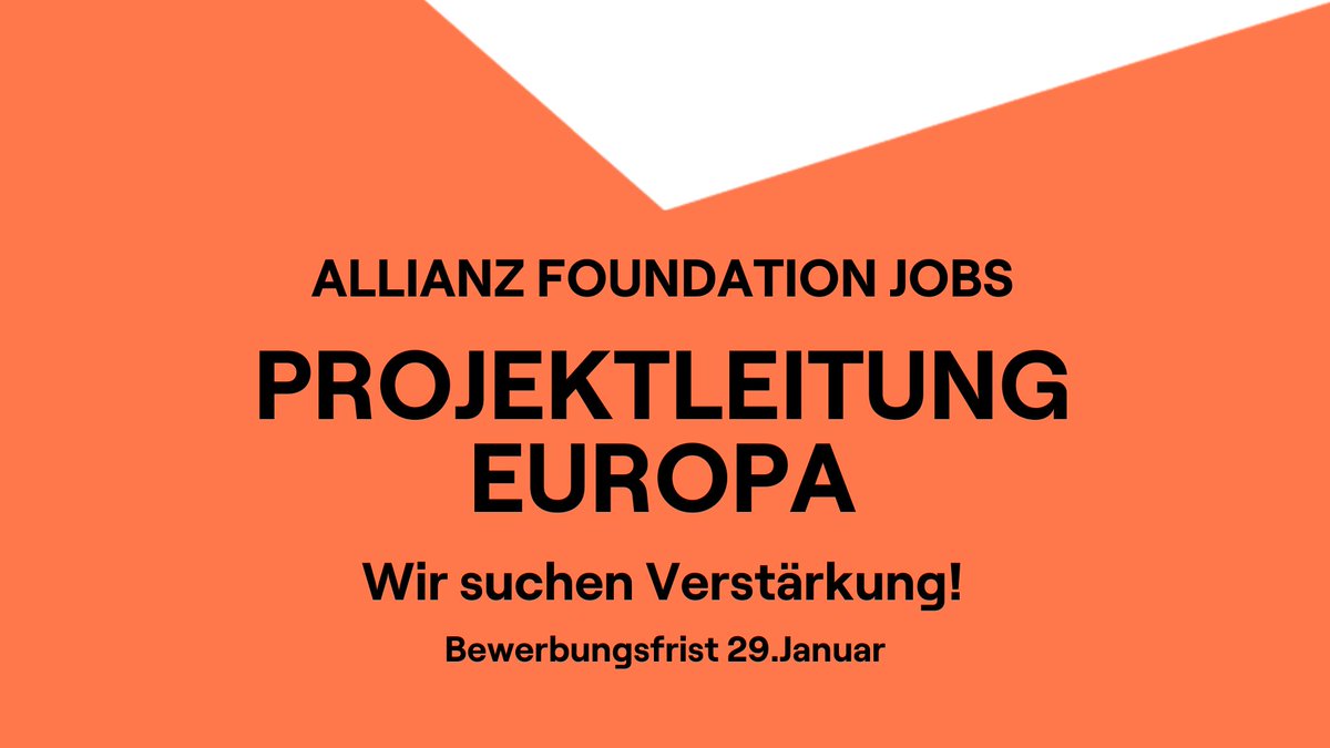 allianzfdn's tweet photo. 📡Wir suchen Verstärkung, Teil III:
Projektleitung im Bereich #Europa.
Im Fokus die 🇪🇺Zivilgesellschaft. Kenntnisse im Bereich gemeinnütziger Journalismus ein👍.
Interesse?👉https://t.co/U6XppZVVOA
Bewerbungsfrist 29. Januar, Arbeitsort Berlin. #ForOpenSocieties #ForGenerations https://t.co/UJudV4vtjv