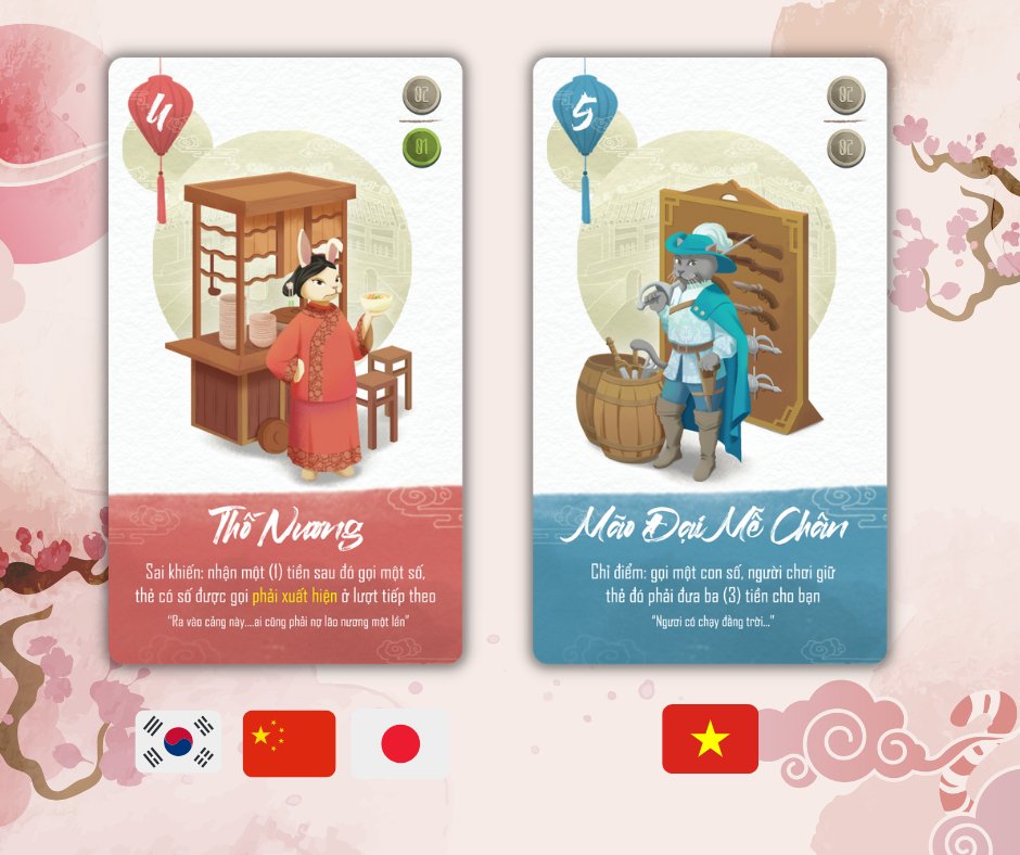NguHanhGames's tweet photo. In Vietname, this year is the year of Cat. But our neighbours like Japan, China and Korea will celebreate the year of Rabbit. We have both of them in our popular card game #hoipho #faifo . https://t.co/wCUs4NG1L6