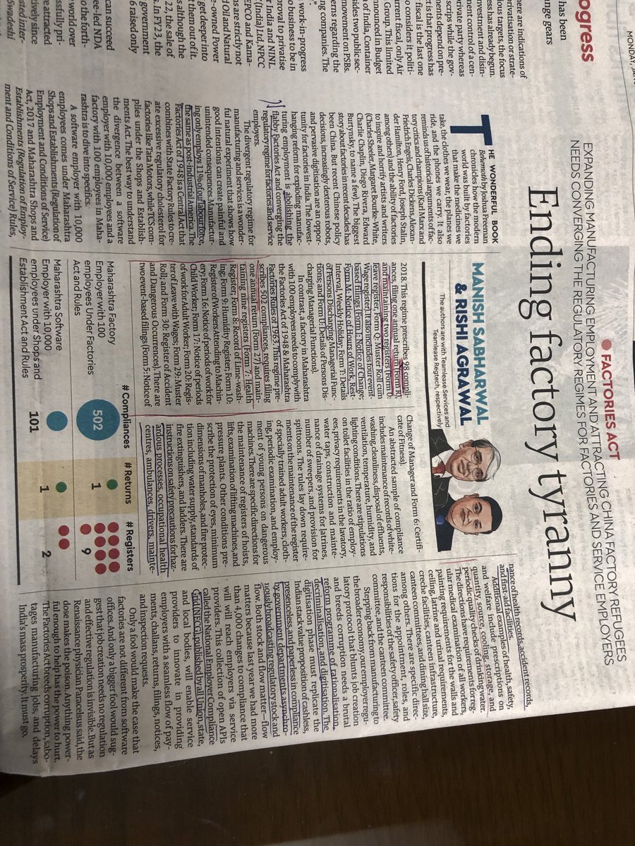 dravirmani's tweet photo. Effort to improve #EoDB and #EoRC (Ease of regulatory compliance) needs to move to the #States, if they are to attract more investment and employment https://t.co/fgZZ4t2zI8