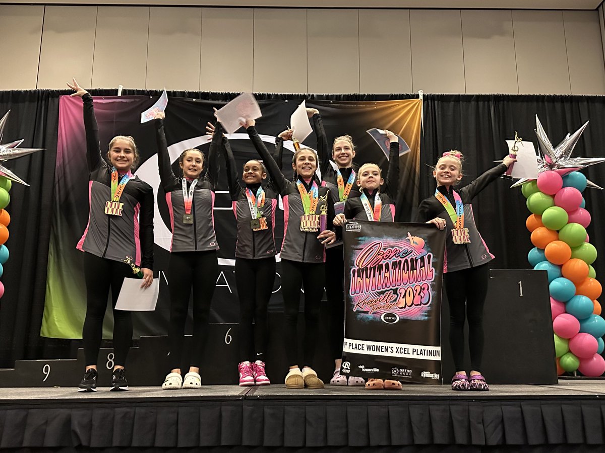 MeadowviewGym's tweet photo. First place Xcel Platinum team at Ozone in Knoxville, TN! https://t.co/hElNjGAsD5