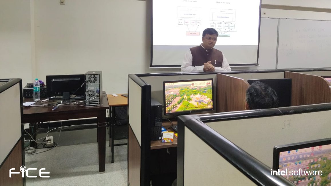 ficeindia's tweet photo. FICE conducted a 3-day  interactive workshop on High Performance Computing and Deep Learning using Intel® OneAPI toolkit at Alliance University. The training was taken by Intel® Certified Instructor Mr. Yogesh Raje and Dr. Diwakar Gautam.
https://t.co/cCEZfunP9b https://t.co/jg0lO7dpOf