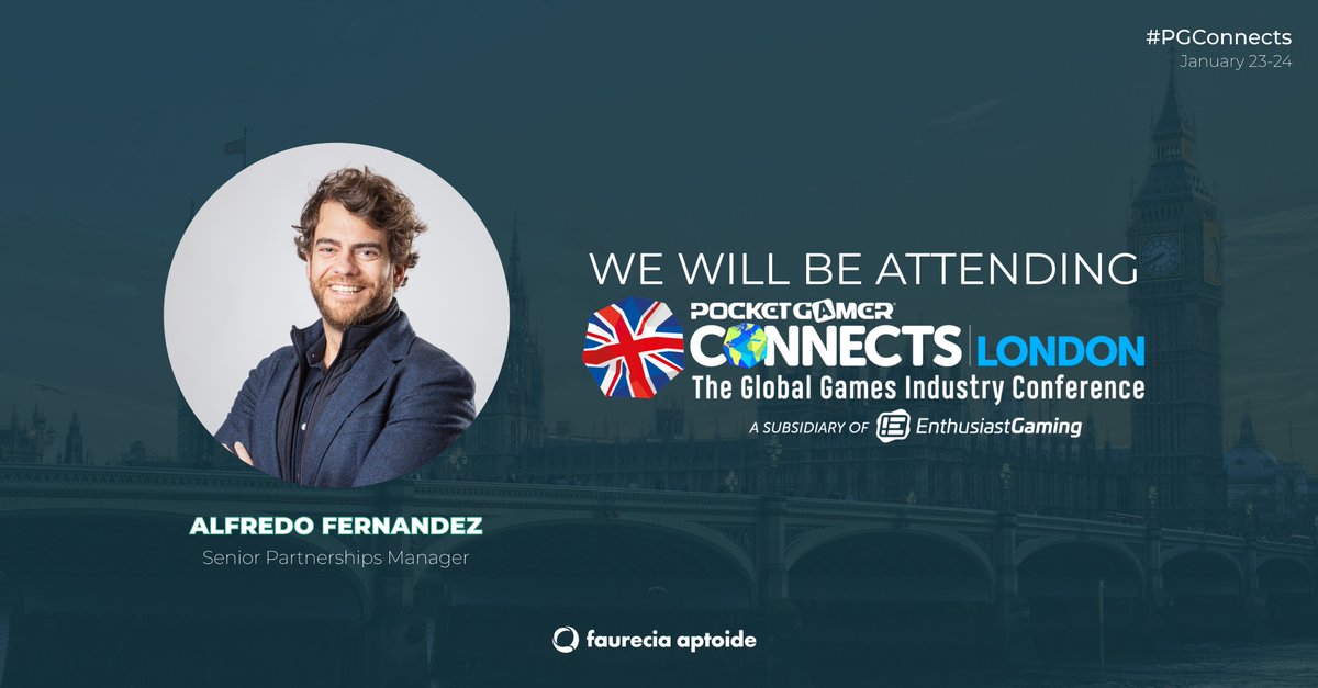 Next week, our Senior Partnerships Manager, Alfredo Fernandez will be in London at the <a href="/pgbiz/">PocketGamer.biz</a> event.

Feel free to reach out to connect.

#FaureciaAptoideAutomotive #Faurecia #Aptoide #PGConnects #London #event #gaming #automotive