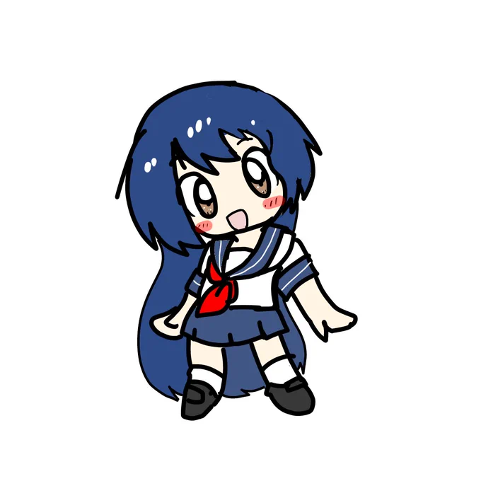 二頭身の練習。ちびキャラ制服シリーズですね 