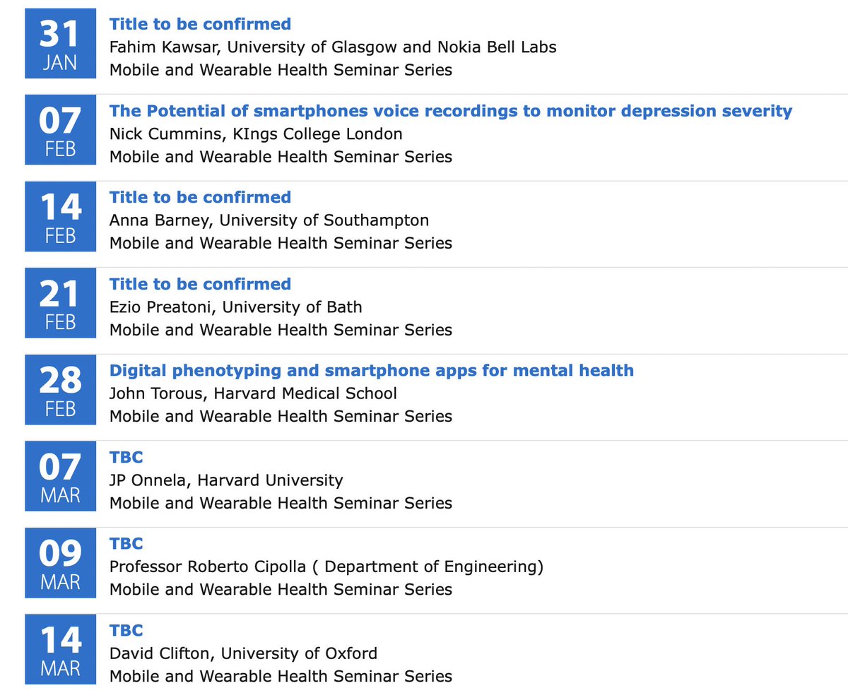 Cecilia Mascolo🇪🇺🇬🇧 (@cecim) on Twitter photo A new seminar series on Mobile and Wearable Health is starting on 31st January: all welcome online and in person! talks.cam.ac.uk/show/index/172… <a href="/CL_mobiCentre/">Mobile Systems Centre</a> <a href="/Cambridge_CL/">Cambridge Computer Science</a> A new seminar series on Mobile and Wearable Health is starting on 31st January: all welcome online and in person! talks.cam.ac.uk/show/index/172… <a href="/CL_mobiCentre/">Mobile Systems Centre</a> <a href="/Cambridge_CL/">Cambridge Computer Science</a>