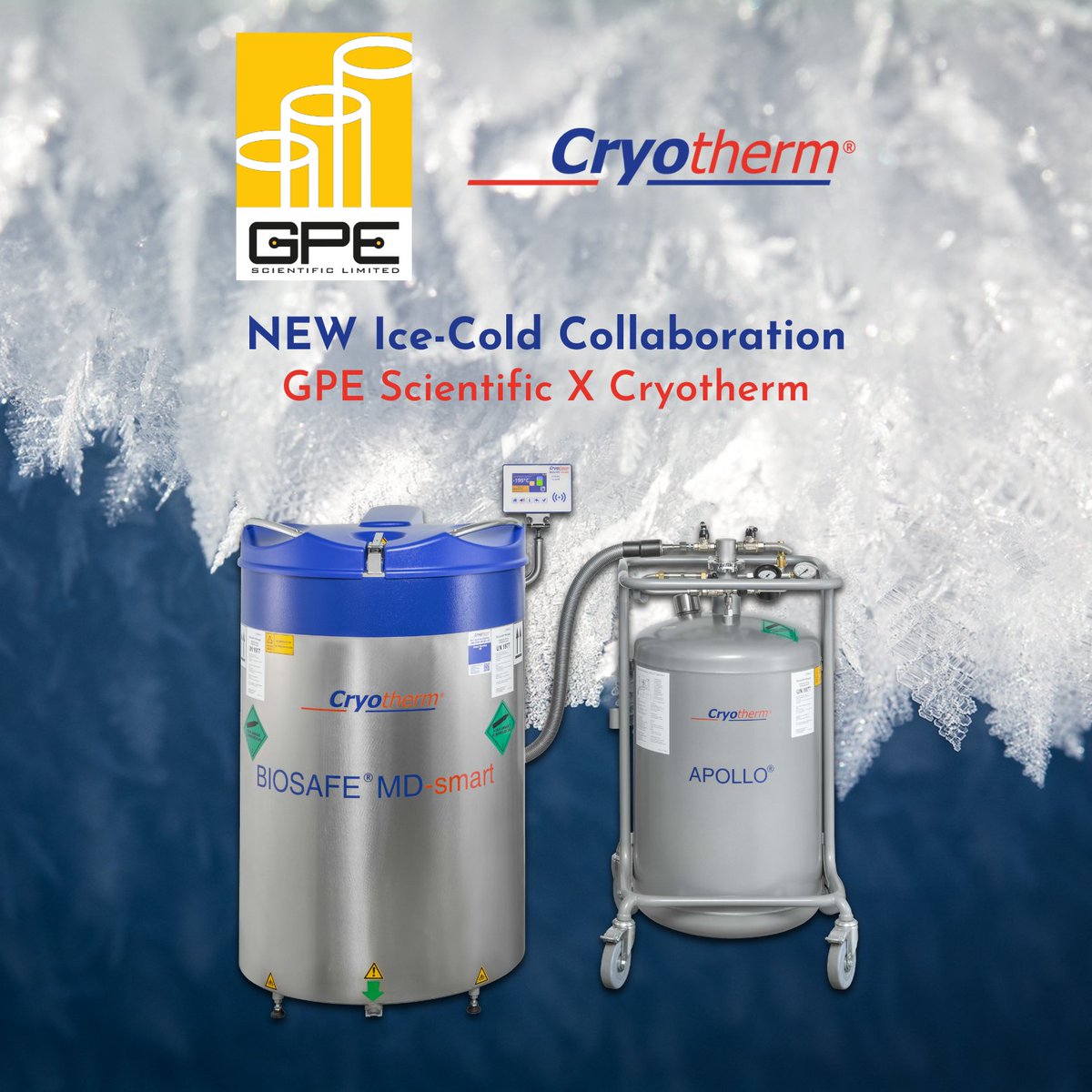 GPEScientific's tweet photo. We are delighted to announce our new partnership with Cryotherm to offer their German-manufactured range of cryogenic storage solutions to the UK and Ireland. 

We're excited to see the value their impressive range of cryogenics will bring to our laboratory network. https://t.co/tWNCgWXxds