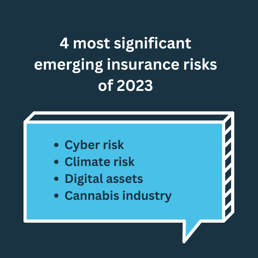 Insurance_Innov's tweet photo. Start off the year by learning about the most significant emerging insurance risks of 2023!

🔍 Find out what insurance risks to look out for in our article ‘4 emerging and evolving risks in 2023' >> https://t.co/eOpPGk9XcB

#insurance #insurancerisks #insurancearticle https://t.co/viNn8U0zWn