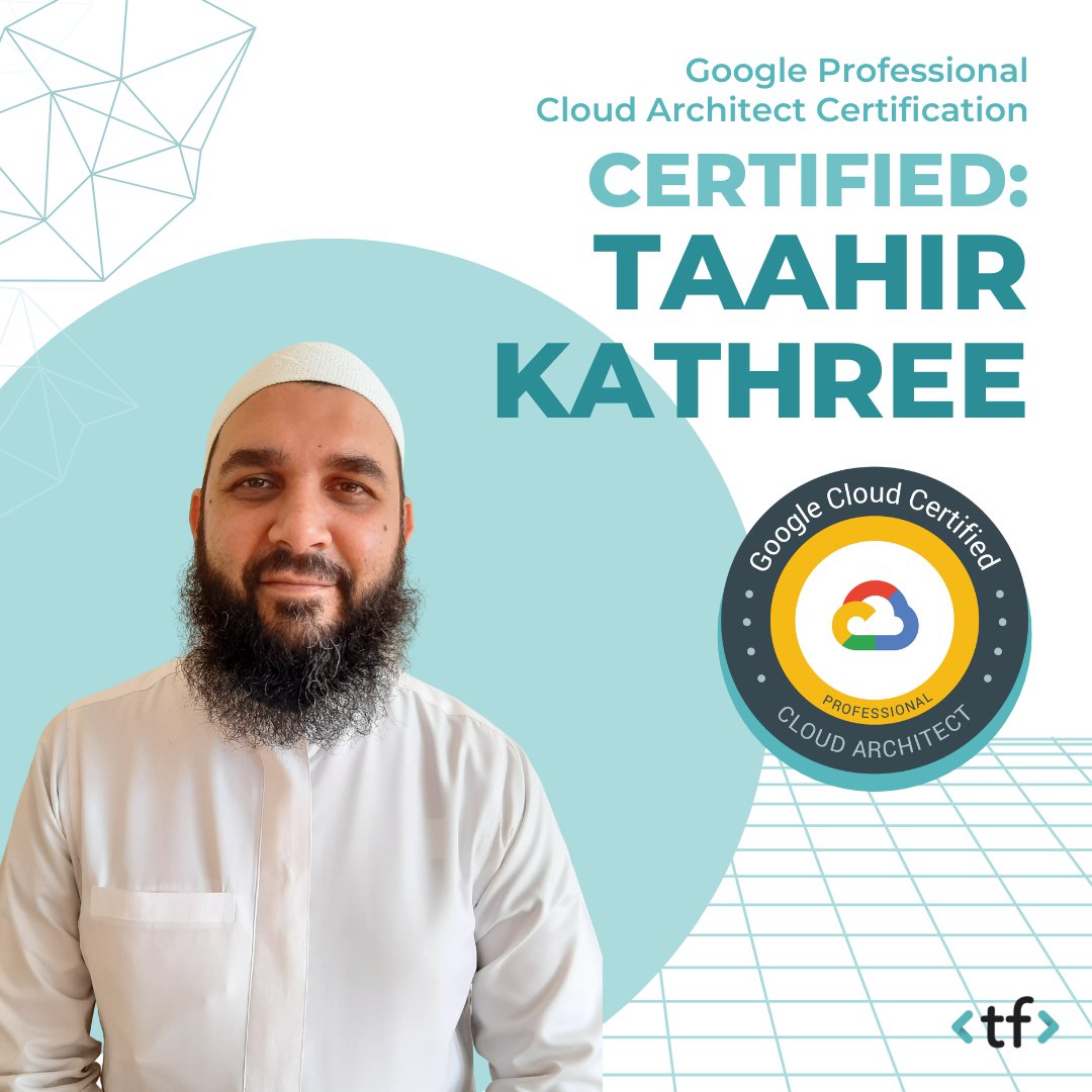 teraflow_ai's tweet photo. BOOM π£ π₯
Congratulations to our resident Senior Business Analyst, Taahir Kathree, for recently writing and achieving his Google Professional Cloud Architect Certification.
Way to go, Taahir!
#teraflowai #MakingAIWork #Certified #Google #GoogleCloudCertified #CloudArchitect https://t.co/WbnIIJIGVY