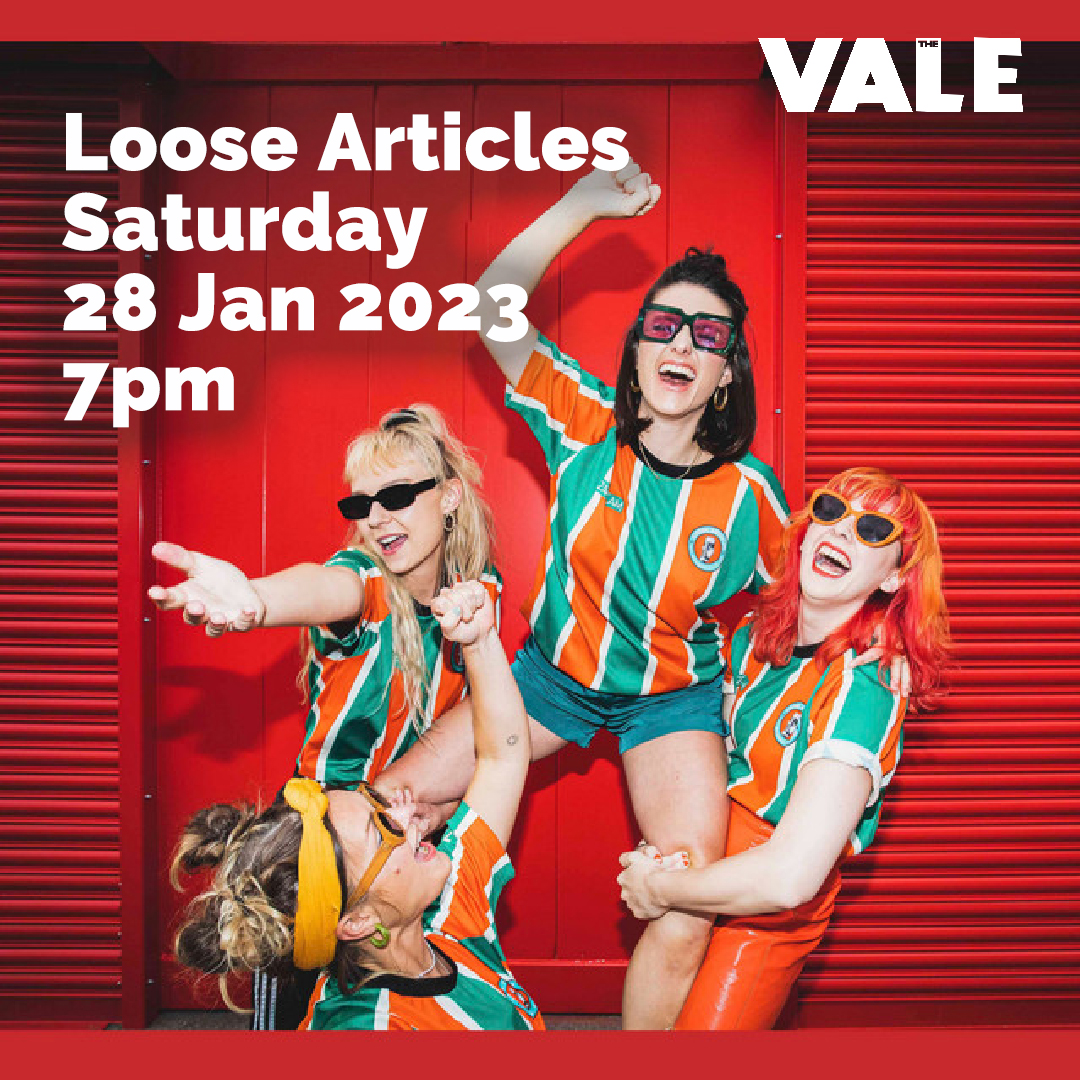 TheValeMossley's tweet photo. Live at The Vale kicking off 2023's live music programme! Loose Articles are a punk quartet with plenty to say. Grab your ticket now. They are going fast https://t.co/dJzFXP6dUF #livemusic #loosearticles #thevale #punk #tickets https://t.co/J81WZi230Y