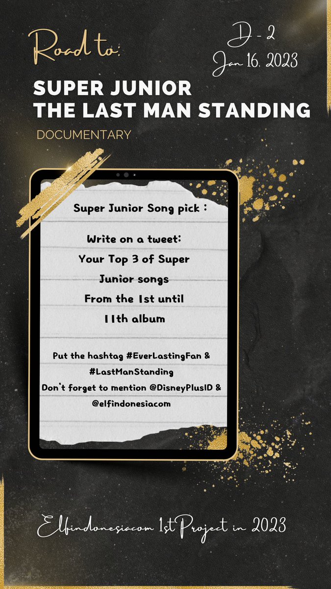elfindonesiacom's tweet photo. [D-2] Road to
Super Junior : The Last Man Standing

🚩 3rd CHALLENGE..!

Song Pick!

@DisneyPlusID @SJofficial 
#EverLastingFan #LastManStanding https://t.co/rhV33WblW5
