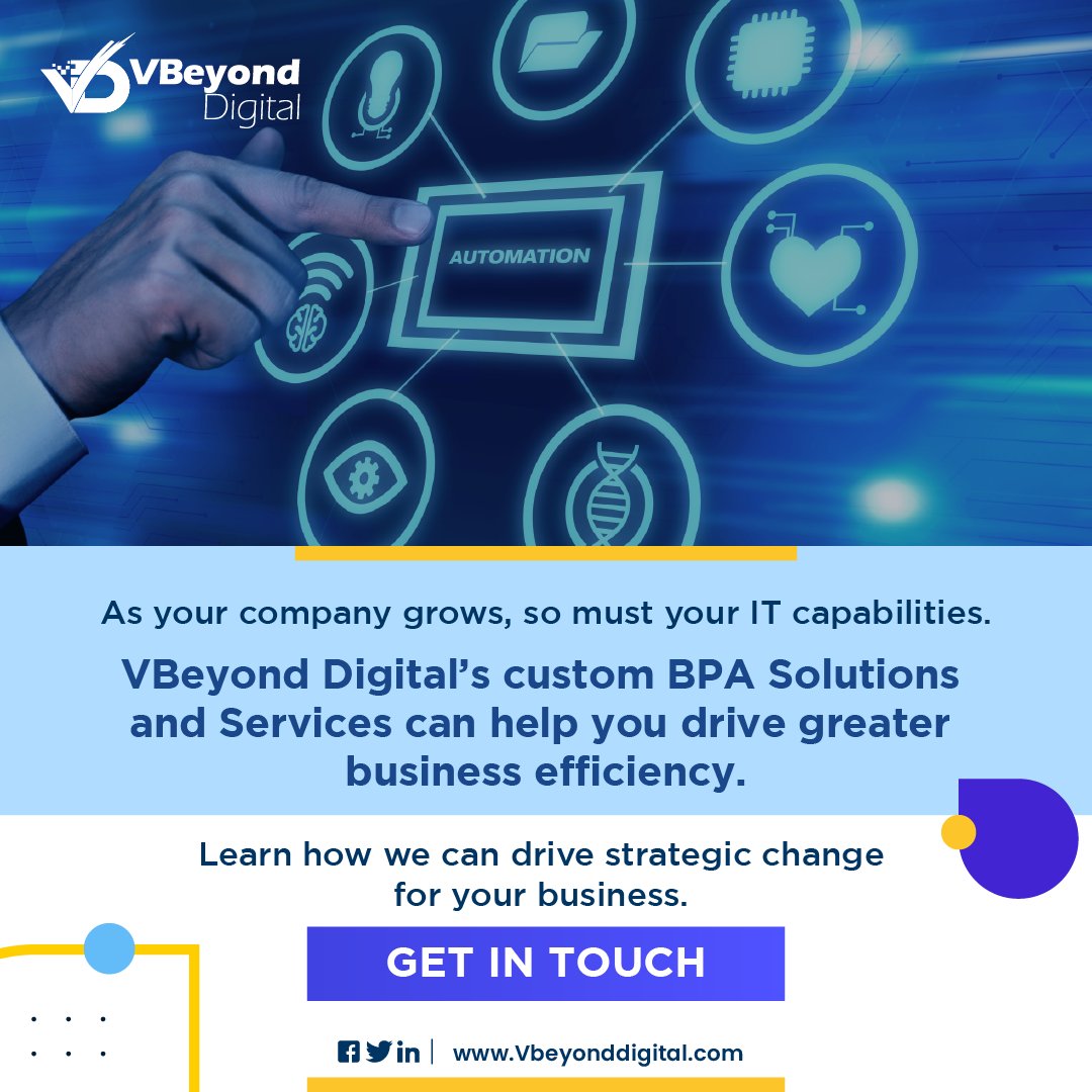 VBeyond_Digital's tweet photo. Maximize efficiency & security with #BPA solutions from #VBeyondDigital. From strategy to #implementation, we'll help your organization reach its goals.
Get in touch to learn more. https://t.co/zeubox0vJ3
#EnterpriseDigitalization #Automation #Digitalization #ProcessAutomation https://t.co/ZfjmuKxQse