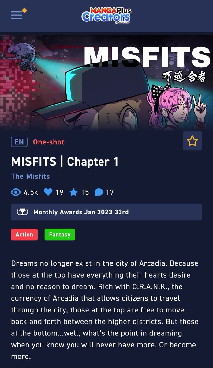 🚨MANGA UPDATE🚨

Misfits, you guys are absolutely smash the manga views. Thank you all so much for the continued support 🔥 

We are so excited to be building this story with you guys. So much to come 🚀

Keep running the views up 👇
medibang.com/mpc/episodes/j…
#MANGA #NFT #ANIMENFT