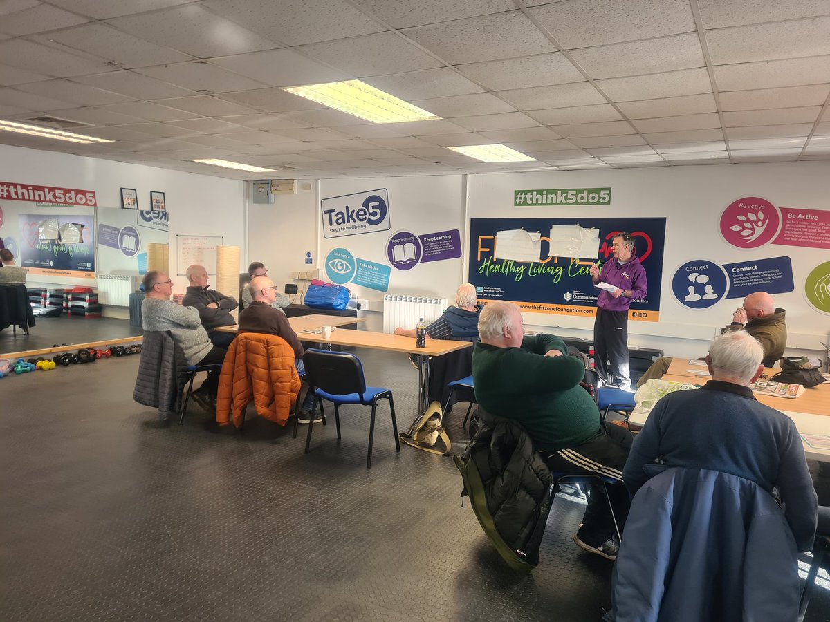 FitzoneThe's tweet photo. Great Take 5 talk from Michael O Hare from @verve_craigavon to the HIM mens group this morning #mentalhealth #MensHealth https://t.co/tkXlSqT5IK