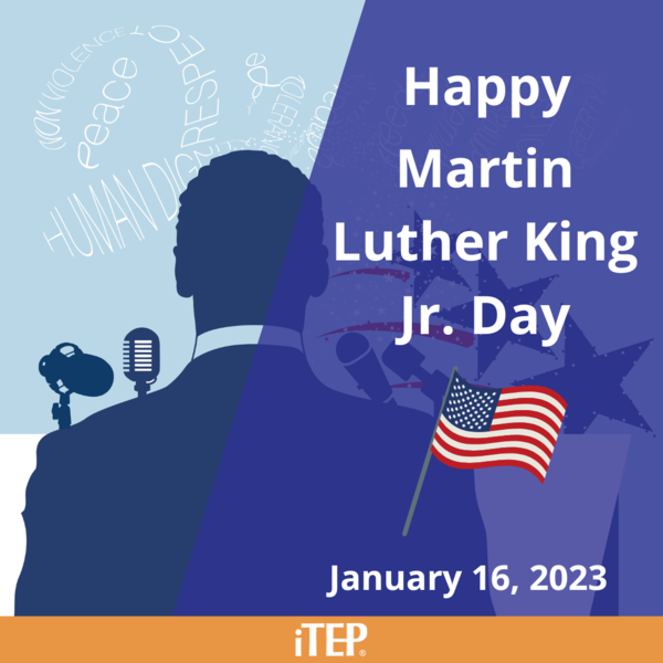 iTEP_exam's tweet photo. Today, January 16th, iTEP is honoring and remembering Dr. Martin Luther King, Jr.'s legacy. Wishing all students and partners a happy #MLKJR Day.
#itep #itepinternational #education #english #englishtesting #admissions #esl #iep #mlk #mlkday #mlkjrday #MartinLutherKingJr https://t.co/O9a8WyD3zS