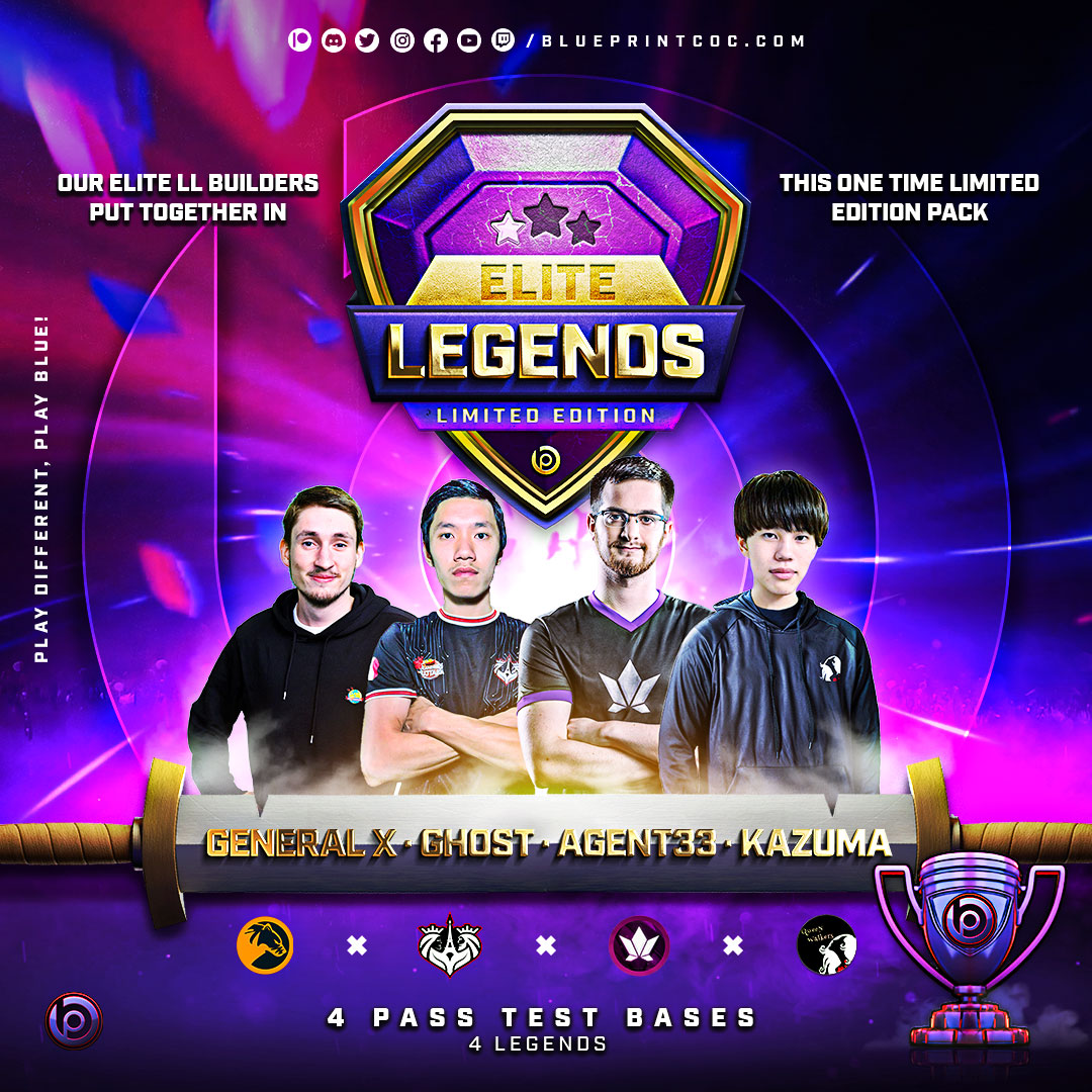 🤩┋Want to raise the bar so high that nobody can catch up? So this is for you!

ELITE LEGENDS Special Limited Edition💎Pack!

↗️ blueprintcoc.com/elite-legends-…

🛠┋4 TH15 Pass Test Bases

5400+ | <a href="/GhstCoC/">Gh⭕️st</a>
5600+ | <a href="/agent33_coc/">agent33</a>
5800+ | <a href="/GeneralX_coc/">General X</a>
6000+ | <a href="/Kazuma_coc_/">NAVI Kazuma</a> 

⏰┋GET YOURS!
