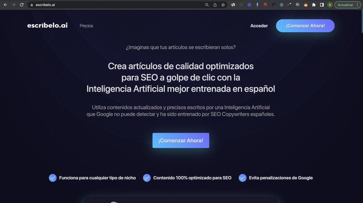 Escríbelo 2.0 ya está aquí.

¿Quieres crear contenidos optimizados para SEO a golpe de clic?

¿Información actualizada, precisa y conectada a internet?

No pierdas más el tiempo 👉 escribelo.ai