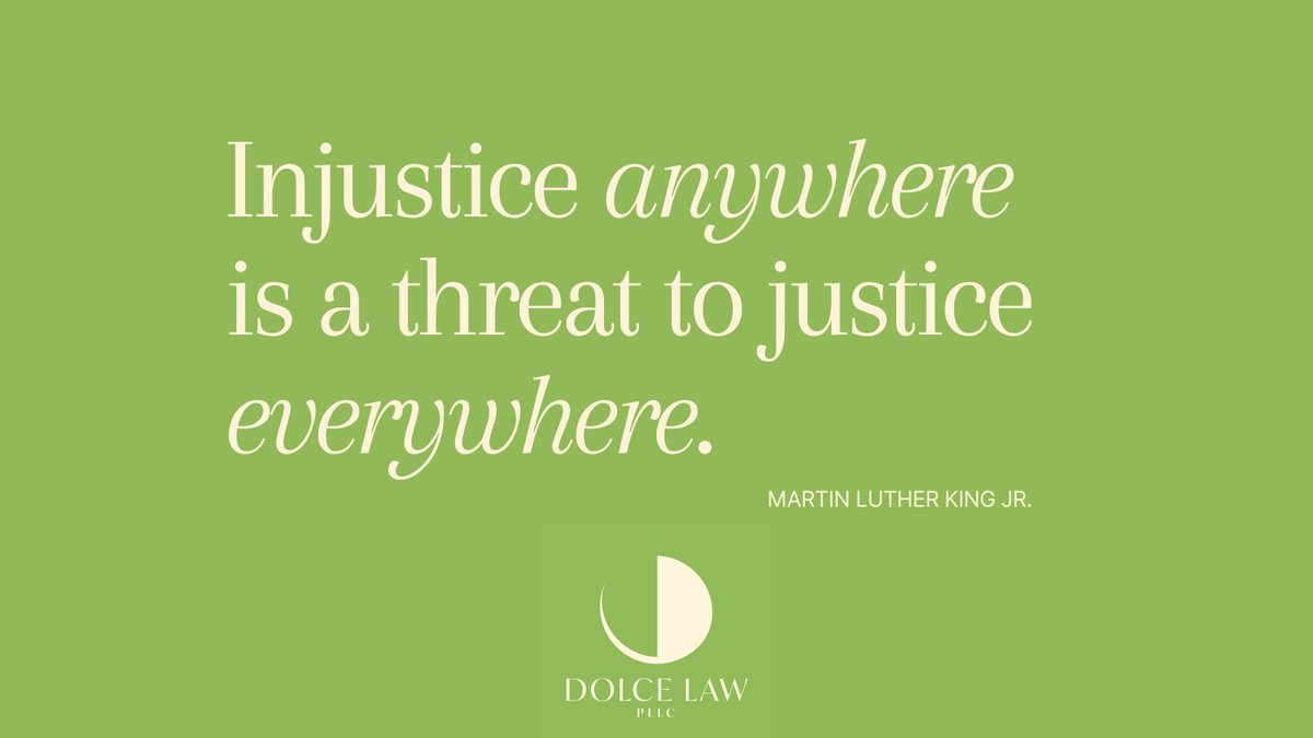 DolceLaw's tweet photo. Today we honor the legacy of Dr. Martin Luther King, Jr. and proudly stand with those in the legal community working to uphold his commitment to justice. #DrMartinLutherKingJr #DrKing #MLK #MLKDay #justice #civilrights #equality https://t.co/yFceXGP3rk