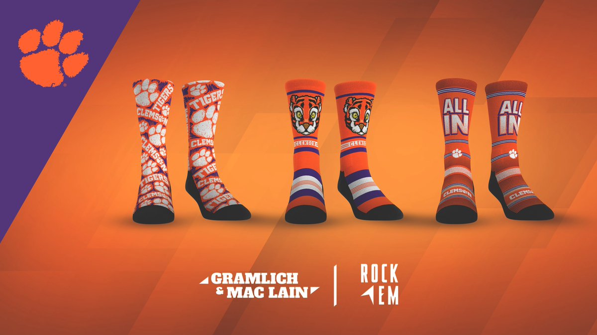 EricMacLain's tweet image. Hey @ClemsonFB family! Because our friends over at @RockEmSocks are so great, we are hooking up 2 fans with these awesome #Clemson socks! 

Just follow, retweet and you’re in!