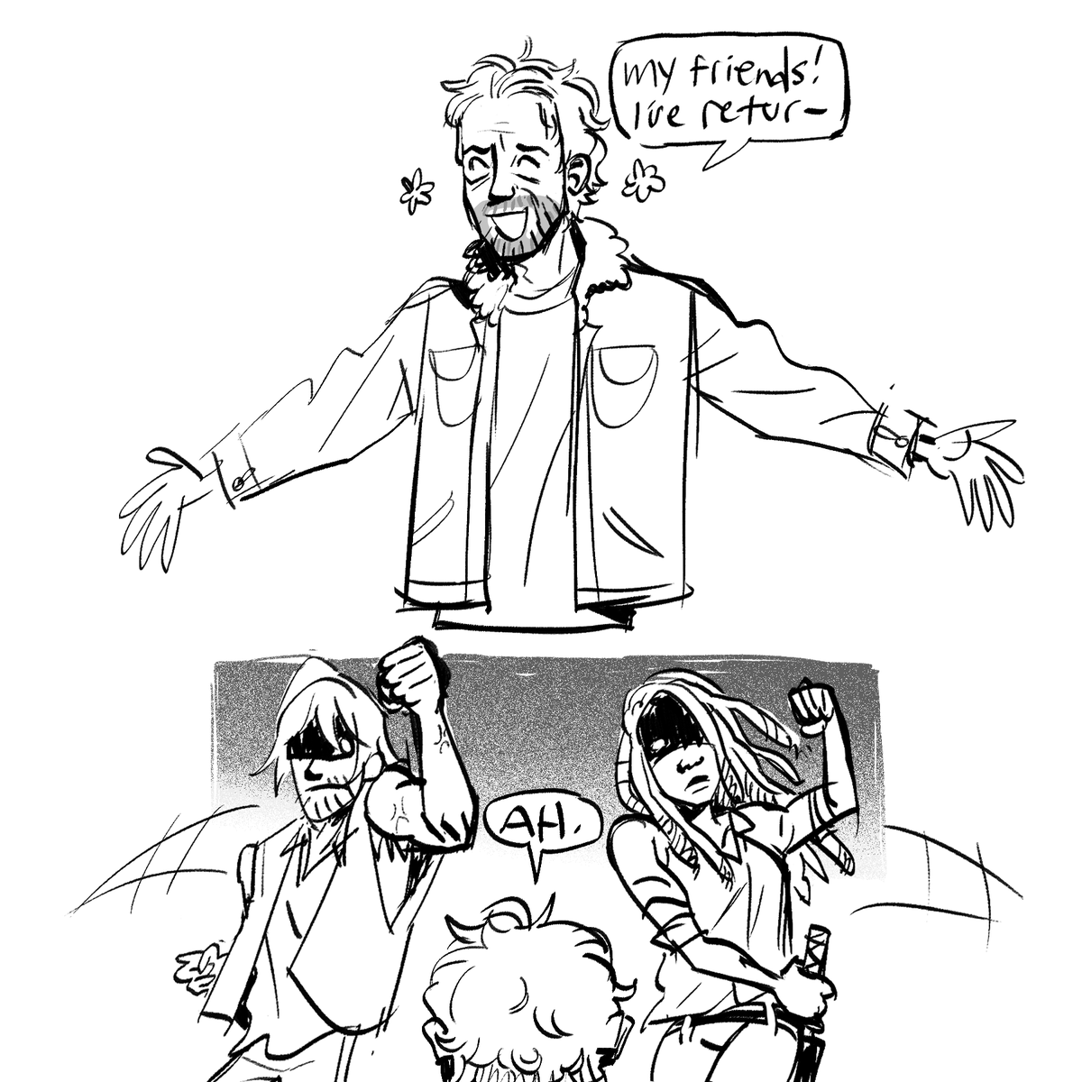 old ass twd fanart. drew this after the timeskip eps after That One Ep and then stopped watching bc i missed rick so bad 