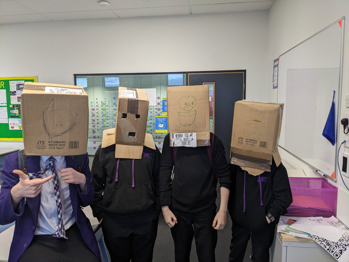 4 boxes down, 4 to go! The Rice Challenge class have now managed to sell half of the 90kg of Malawian Rice. This class have put a lot of hard work into this, and the boys were keen to celebrate by making these slightly terrifying masks out of the boxes. Great effort so far!!