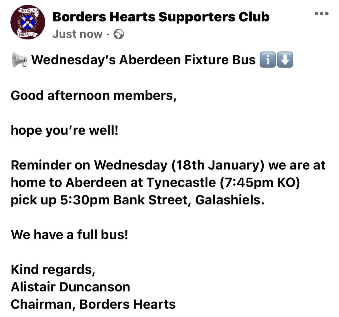 Border_Hearts's tweet photo. 📢 Aberdeen Fixture Bus ℹ️⬇️
#HMFC #BordersHearts #LeagueBusiness #FullBus https://t.co/bEPduoSThi