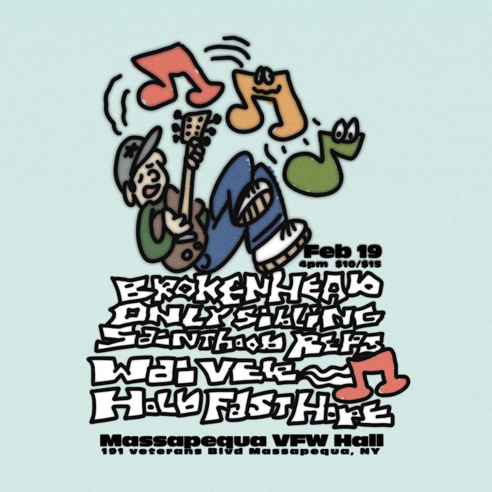 𝑱𝑼𝑺𝑻 𝑨𝑵𝑵𝑶𝑼𝑵𝑪𝑬𝑫
Welcome Broken Head &amp; <a href="/OnlySibling/">Only Sibling</a> back to 𝑴𝑨𝑺𝑺𝑨𝑷𝑬𝑸𝑼𝑨 𝑽𝑭𝑾 𝑯𝑨𝑳𝑳 on 2/19
If you aren’t rocking with us, <a href="/SainthoodReps/">Sainthood Reps</a> Waiver &amp; <a href="/HoldFastHopeNY/">Hold Fast Hope</a> then are you really rocking at all?
I didn’t think so…
•
🎨: <a href="/Naturalfury_/">Alex Allen</a> 
🎫: link in bio