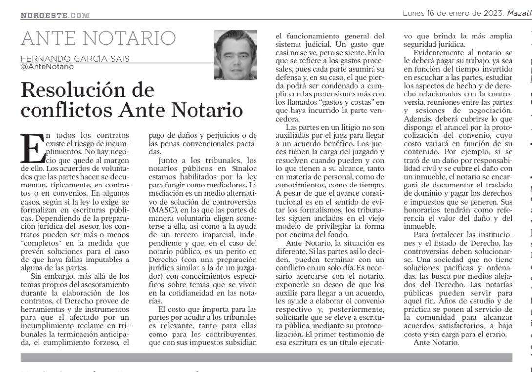 AnteNotario's tweet photo. Los notarios podemos ser mediadores y colaborar en la resolución pacífica de fricciones. Aquí les platicó más: @notariadomex @gdcoax #2023MediaciónNotarial https://t.co/rEjZQiMJu6