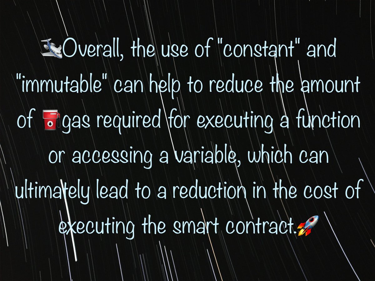 sujayvadavadagi's tweet image. 👉🏻Constant and Immutable in Solidity.💡👇🏻
#solidity #web3 #blockchain #smartcontracts #ethereum #polygon