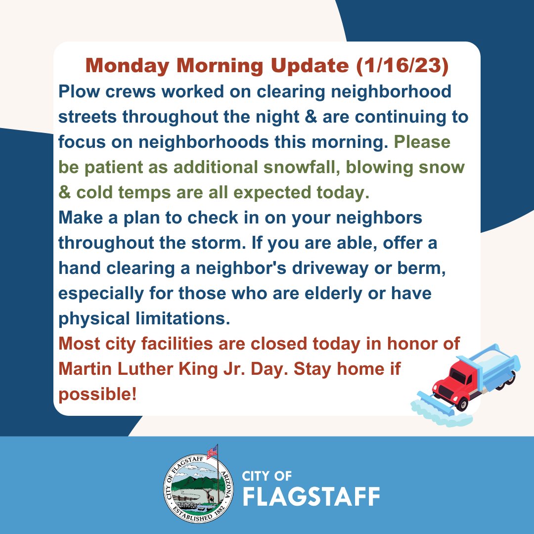 City of Flagstaff on Twitter "Monday Morning Update Plow crews
