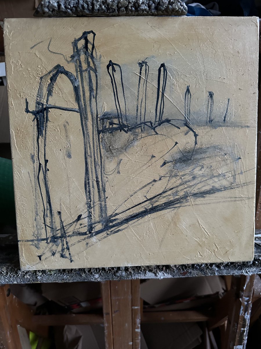 staithesartist's tweet image. #WIP Something I am working on for tomorrow. #gatepost #drystonewall #Dales 12x12” #series