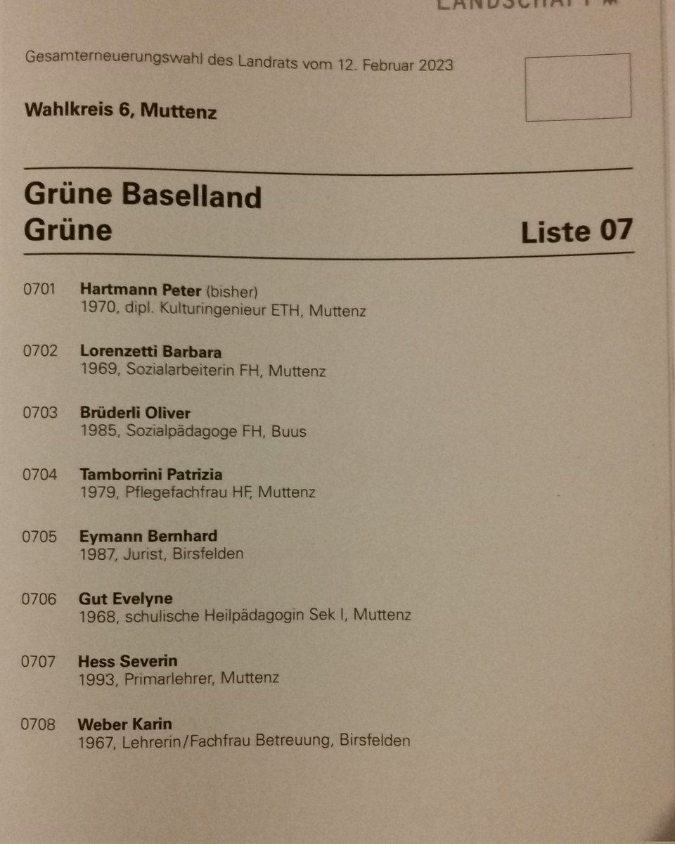 PTamborrini's tweet photo. Die Unterlagen sind da. Jetzt #Liste7 unverändert einwerfen und @isaacreber in den Regierungsrat.
#since1983 #Liste7 #Wahlkreis Muttenz
#LRWahlen23 #wahlen23 #zusammenfürsklima
#Baselland #baselbiet #basellandschaft
#Muttenz
#Birsfelden #darumgrün #grüne2023 https://t.co/KRk4V4sSiN