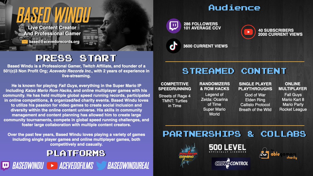 BasedWindureal's tweet photo. Hey yall! Im Based Windu and I am passionate about video games, inclusion &amp; diversity, and food. I enjoy creating content and I am interested in working with more people/brands. Please reach out with serious inquiries-I even respond to twitter DMs 😆. Let’s create together! https://t.co/6fo7HfhUfD