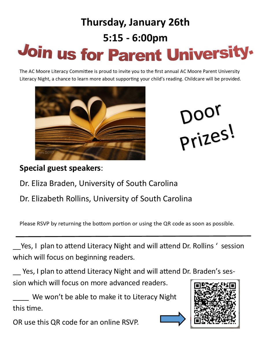 Join us on January 26th at 5:15pm for Literacy Night!