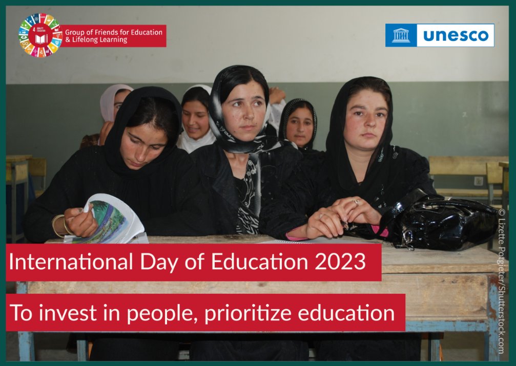 📣SAVE THE DATE

The <a href="/UN_GF4Education/">UN Friends for Education & Lifelong Learning 📕</a> &amp; <a href="/UNESCO/">UNESCO 🏛️ #Education #Sciences #Culture 🇺🇳</a> invite you to attend the International Day of Education: To Invest in People, Prioritize Education

📅Tuesday, 24 January
⏲️10am - 12.30pm EDT
📍UN Headquarters 

RSVP to participate: bit.ly/3W9V7EN