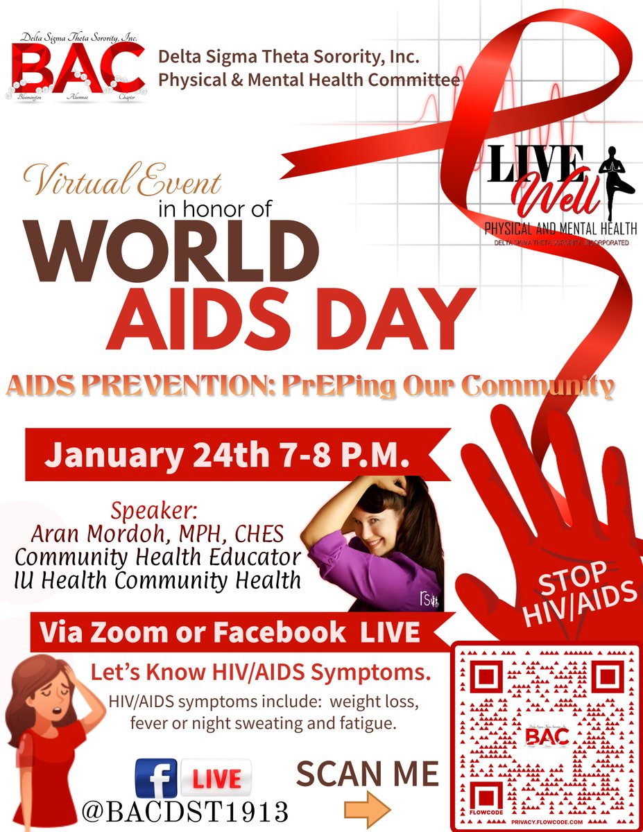 Join us via ZOOM or FACEBOOK LIVE as we host this Virtual Event in honor of World Aids Day. The 2022 World AIDS Day theme is "Reflection. Celebration. Rejuvenation."Aran Mordor, MPH, CHES from IU Health will be our speaker.
Register by using this link: us02web.zoom.us/j/89725971352?…