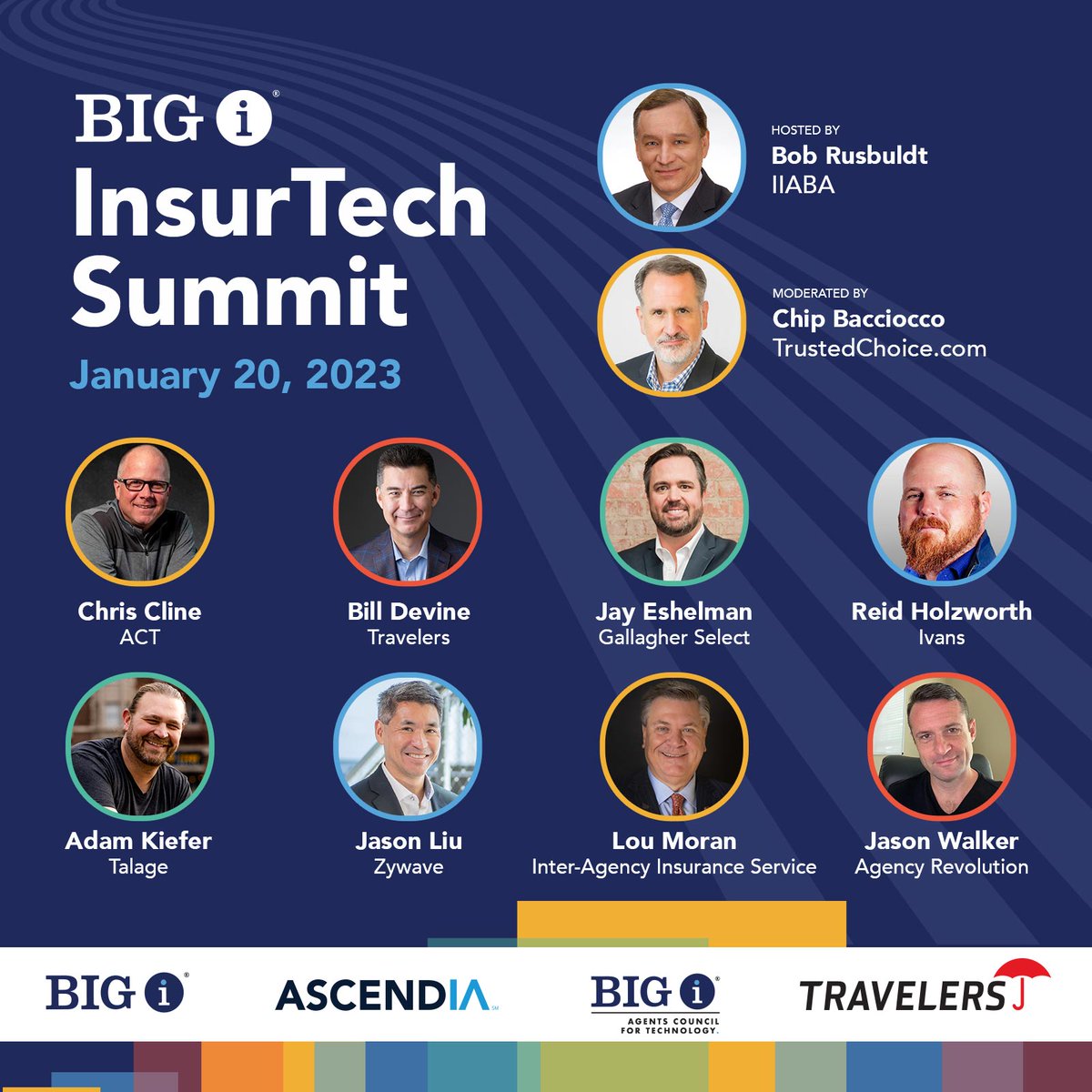 @IndAgent's InsurTech Summit co-presented by @ACT4Agents, Ascendia Ventures, and Diamond Sponsor, @Travelers begins this Friday, Jan 20, at noon in Savannah, GA. Check out the lineup of these #insurtech and #iachannel thought leaders who will be sharing their insight.