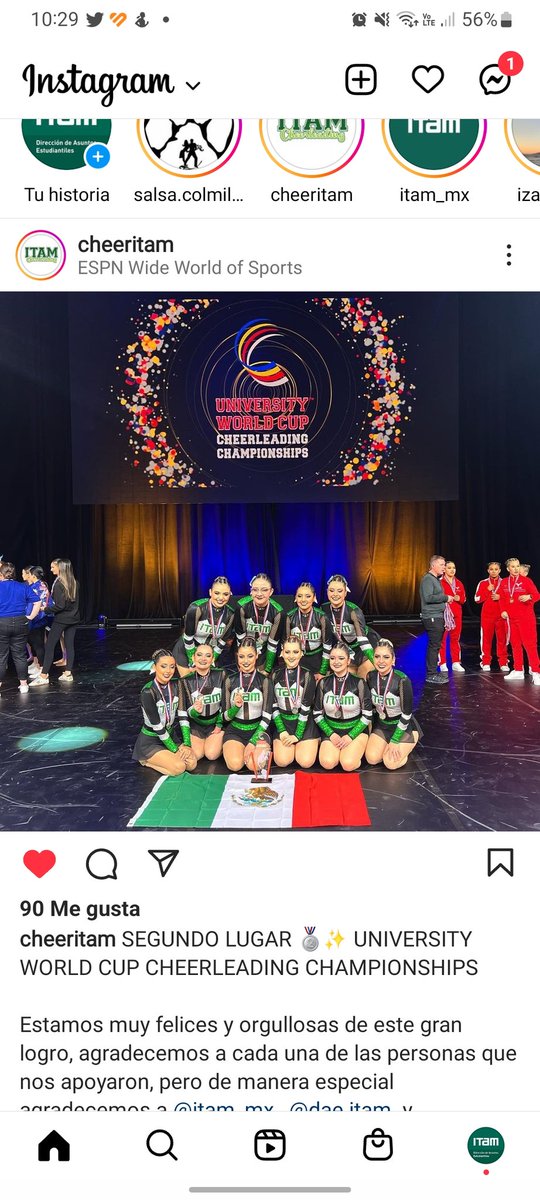 🎊👏Felicitamos al equipo de <a href="/CheerITAM/">Cheerleading ITAM</a> por obtener el segundo lugar🥈en University World Cup Cheerleading Championships.

¡Que sigan los triunfos!
#OrgulloITAM 

#DAE <a href="/ITAM_mx/">ITAM</a> - Bienestar Integral
#DeportesITAM🐺