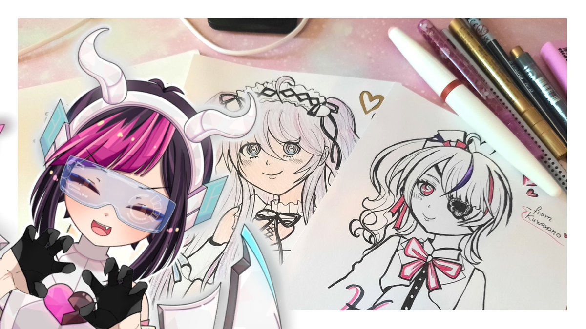 kuwanano_vt's tweet photo. Today is TRADITIONAL art stream time!!
Haven't done this in a while~
I have two subathon rewards to draw and after that I will just draw Vtubers that I like!!
See you at 4 pm GMT+1 Bugbytes 🪲💜
#BugLive https://t.co/Etf9d9MyQK