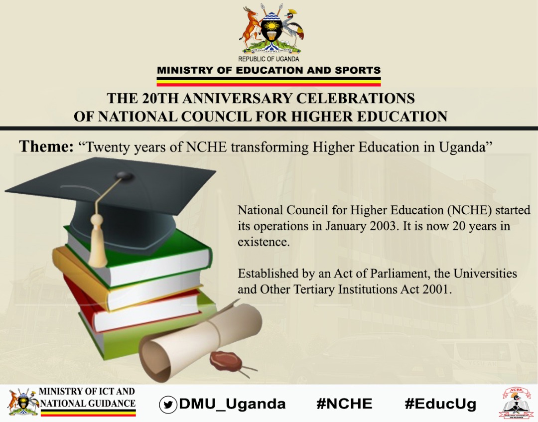 kibuukla's tweet image. #TheThread 
#NCHE will celebrate 20yrs of existence, starting with the official launch on 9th March 2023, followed by other activities, which include a Regional Exhibition from 29th May to 1st June 2023,