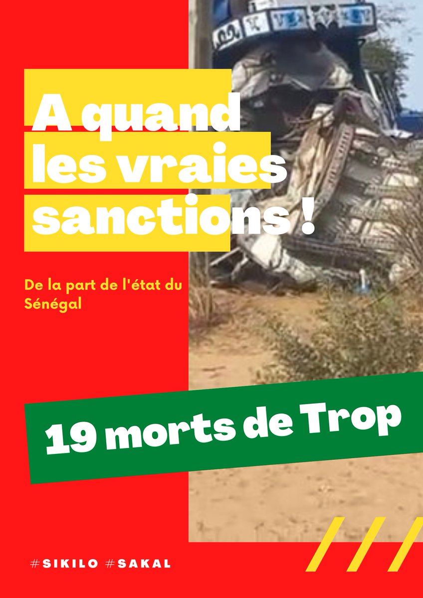GUEYEMAIRE's tweet photo. Ça ne peut plus continuer.. État rime avec courage politique. C'est 19 morts de trop. Et le silence face à ce énième drame sera complice. #kebetu #sikilo #sakal #senegal https://t.co/mBo6xROXJT
