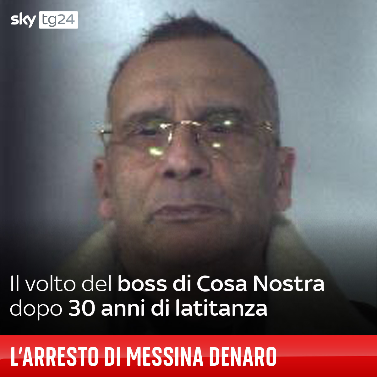 SkyTG24's tweet photo. Il volto di Matteo Messina Denaro nel giorno del suo arresto. Il boss mafioso era latitante dal 1993 e non esistevano sue immagini recenti
🔴 Tutti gli aggiornamenti ➡️ https://t.co/y53HdnfgQk https://t.co/rMgOoyLiz3