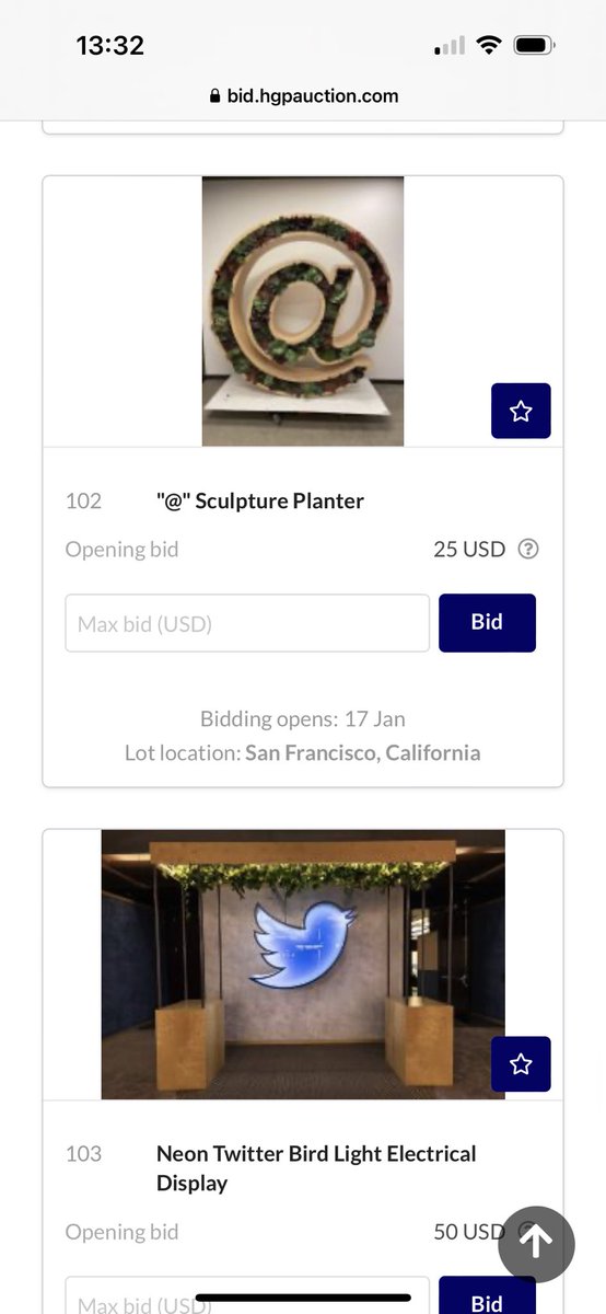 Le mobilier de Twitter en vente aux enchères 😱

bidspotter.com/en-us/auction-…