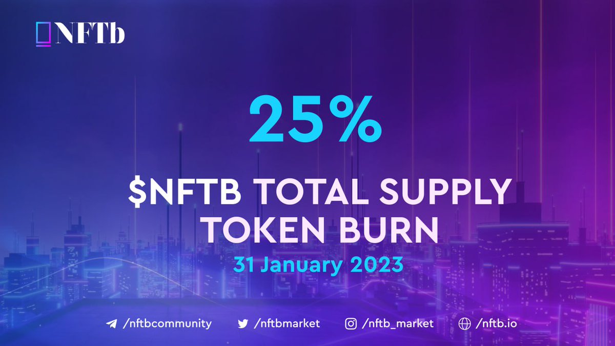 PixelRealmlabs's tweet photo. Wowzers π€©
Over 3000 community members voted on burning 25% of $NFTB tokens. This will be the biggest #tokenburn in NFTb's history!
π 31 Jan
π₯25% of the total supply
Are you ready for the great burn? https://t.co/tGG5vamhXi